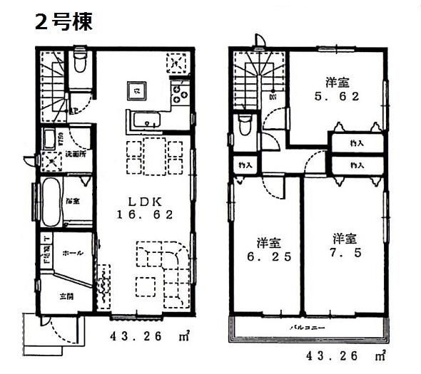 Floor plan. 37,300,000 yen, 3LDK, Land area 91.89 sq m , Building area 86.52 sq m 2 Building Mato drawings