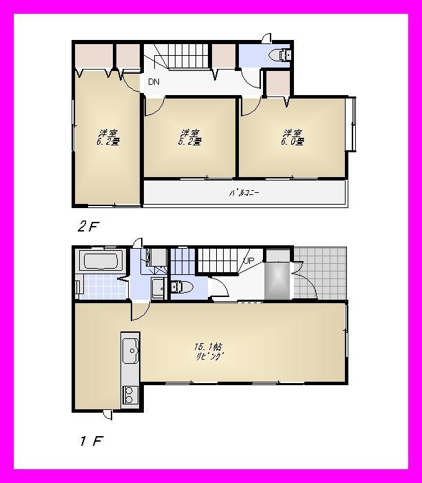 Floor plan. 34,800,000 yen, 3LDK, Land area 95.65 sq m , Building area 75.96 sq m floor plan