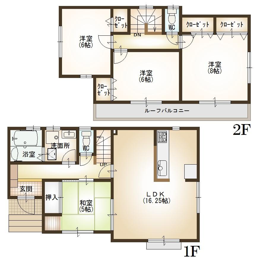 Floor plan. 39,800,000 yen, 4LDK, Land area 105.64 sq m , Building area 99.36 sq m