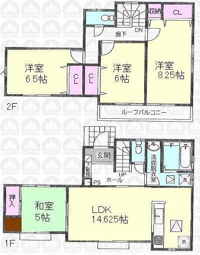 Floor plan. (Building 2), Price 33,800,000 yen, 4LDK, Land area 105.64 sq m , Building area 99.57 sq m