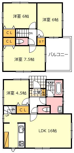 Floor plan. (A Building), Price 34,800,000 yen, 4LDK, Land area 110 sq m , Building area 87.76 sq m