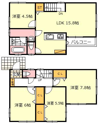 Floor plan. (F Building), Price 29.5 million yen, 4LDK, Land area 110.14 sq m , Building area 87.76 sq m