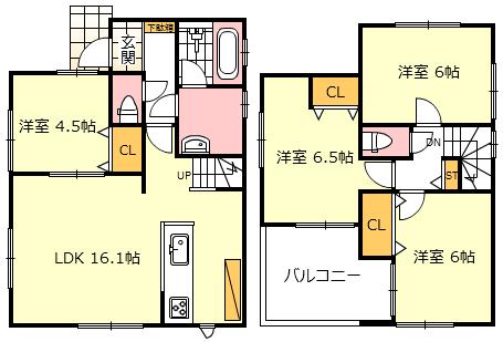 Floor plan. (J Building), Price 34,800,000 yen, 4LDK, Land area 110.03 sq m , Building area 87.77 sq m