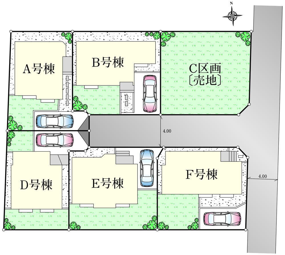 The entire compartment Figure. All six compartment view (New homes five buildings ・  C No. Location: land for sale)