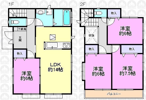 Floor plan. (Building 2), Price 36,800,000 yen, 4LDK, Land area 120.28 sq m , Building area 96.67 sq m