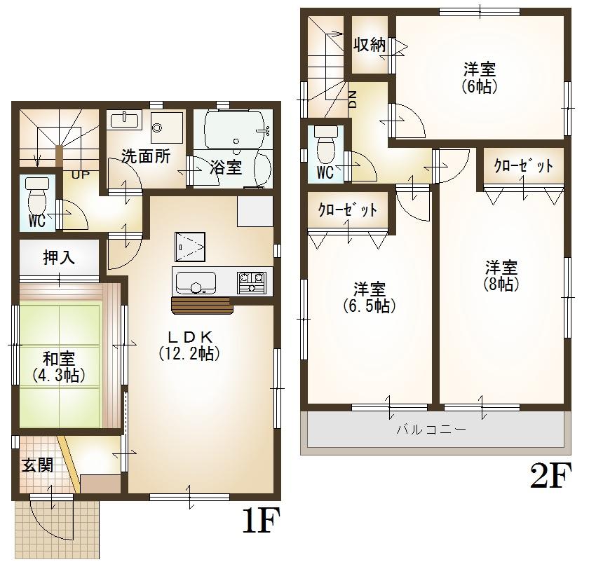 Floor plan. 38,800,000 yen, 4LDK, Land area 103.73 sq m , Building area 87.48 sq m