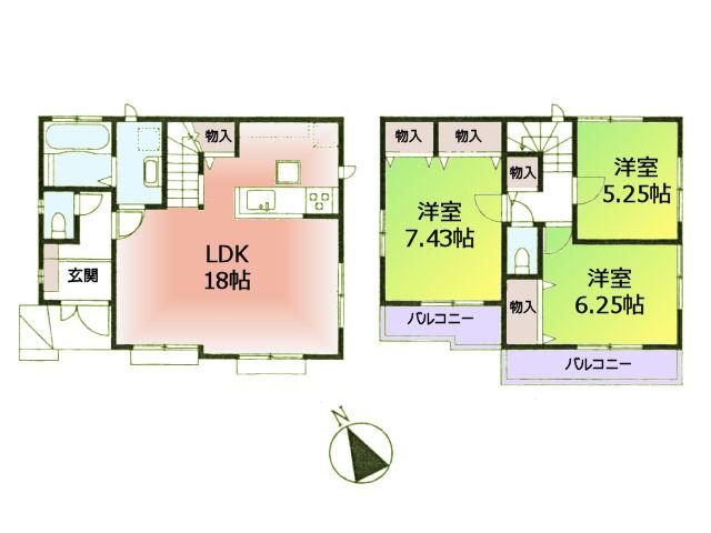 Floor plan. 43,800,000 yen, 3LDK, Land area 111.5 sq m , Building area 86.63 sq m