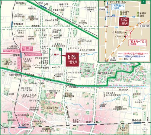 Local guide map. 3 Station 2 lines available location. Local neighborhood is exudes the educational fragrant calm atmosphere. park, Supermarket, Such as educational facilities it can be said that the balanced living environment of familiar're balance (local guide map)
