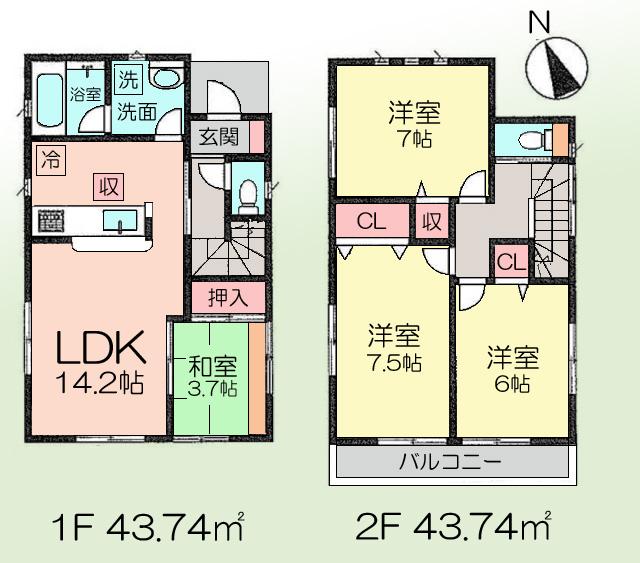Floor plan. (5 Building), Price 40,800,000 yen, 4LDK, Land area 110.11 sq m , Building area 87.48 sq m