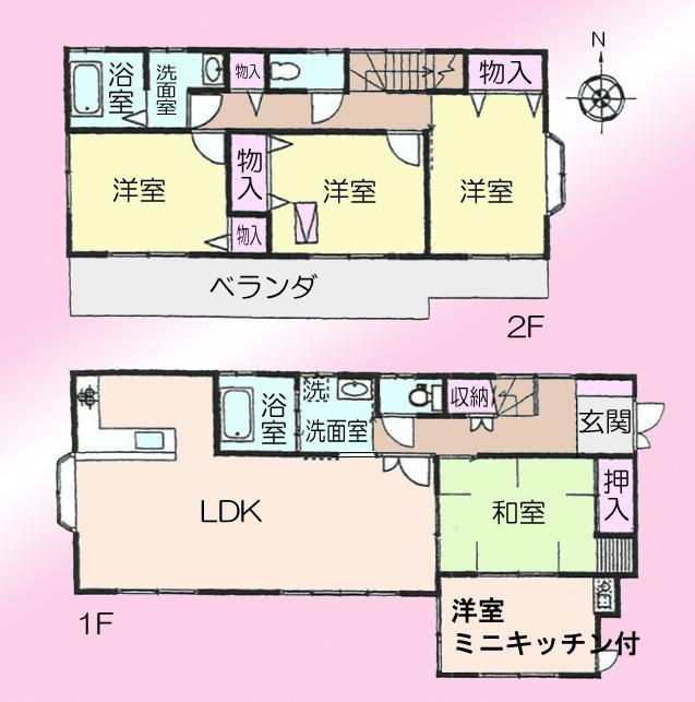 Floor plan. 39,800,000 yen, 5LDK, Land area 155.34 sq m , Building area 111.13 sq m