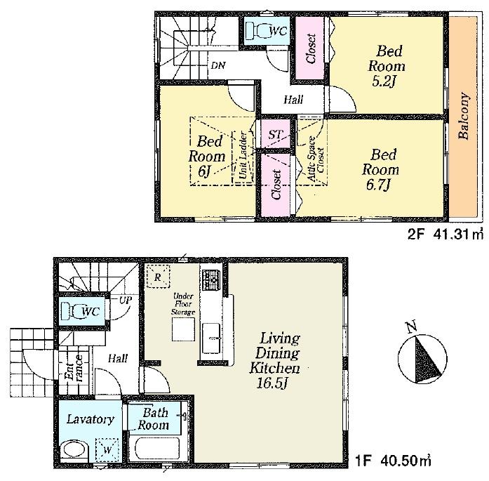Floor plan. (3 Building), Price 30,800,000 yen, 3LDK, Land area 107.55 sq m , Building area 81.81 sq m