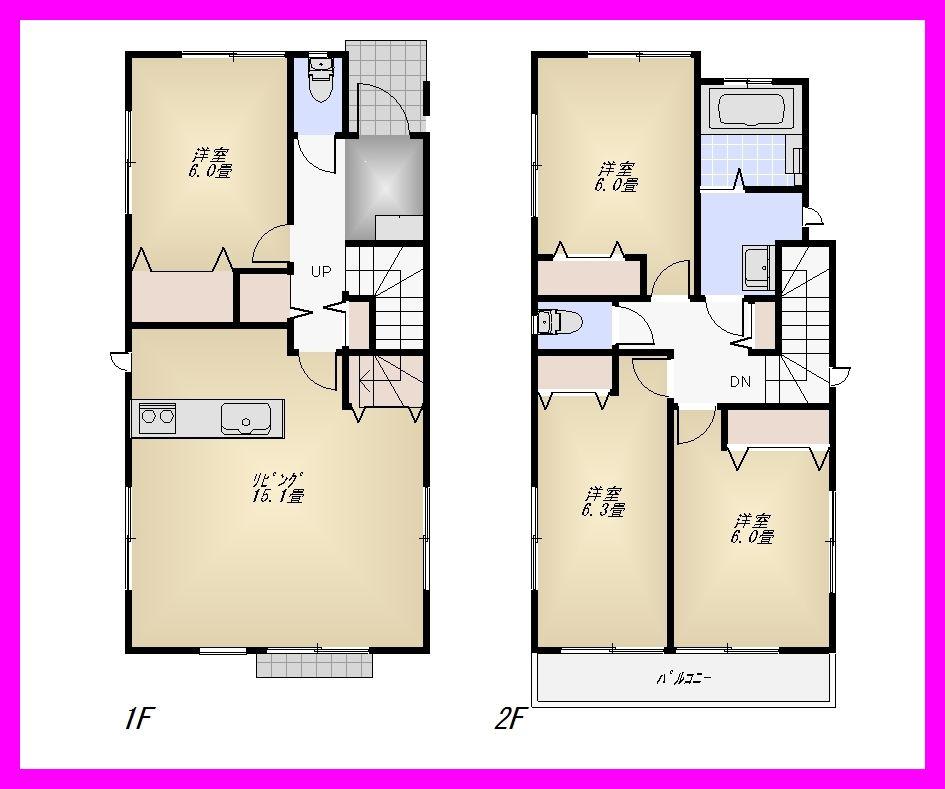Floor plan. (C Building), Price 35,800,000 yen, 4LDK, Land area 118.46 sq m , Building area 96.05 sq m