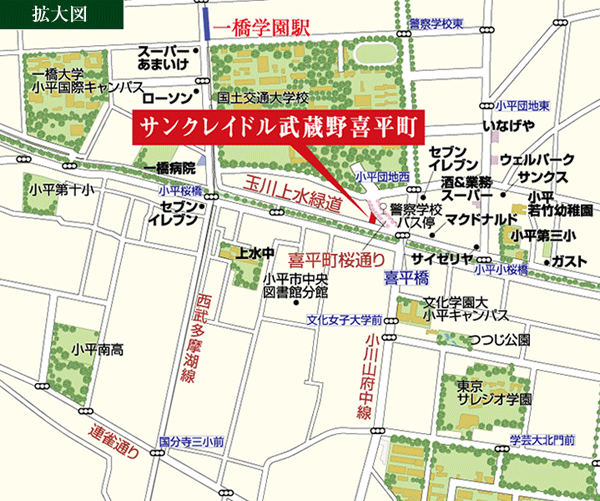Surrounding environment. Local guide map (enlarged view)