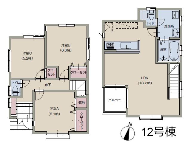Floor plan. 34,800,000 yen, 3LDK, Land area 110.6 sq m , Building area 85.65 sq m Gurafare between Xiaoping Tsuda-cho 3-chome floor plan 12 Building