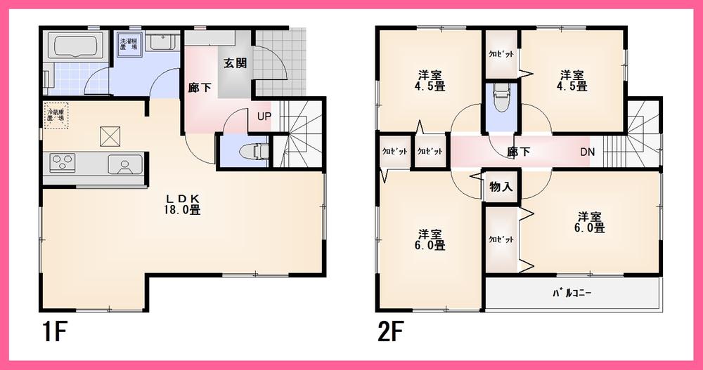 Floor plan. (5 Building), Price 39,800,000 yen, 4LDK, Land area 118.37 sq m , Building area 90.72 sq m