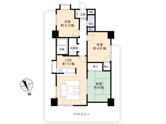 Floor plan. 3LDK, Price 15.9 million yen, Footprint 58.3 sq m , Balcony area 29.68 sq m floor plan
