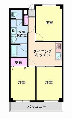 Floor plan. 3DK, Price 12.8 million yen, Occupied area 50.32 sq m , Balcony area 5.4 sq m