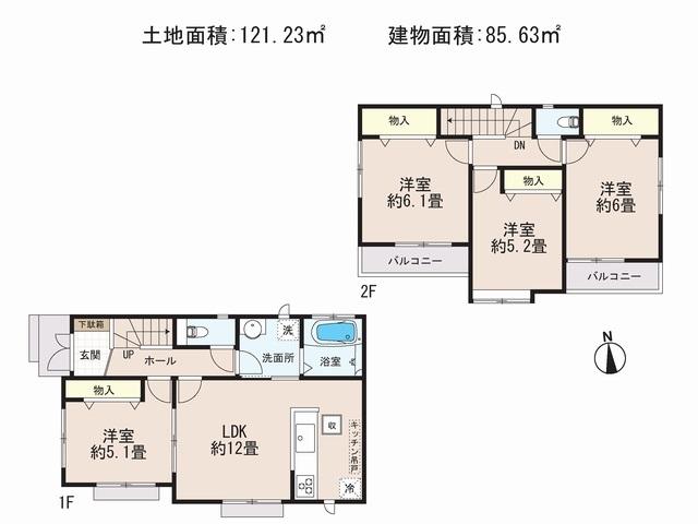 Floor plan. 35,800,000 yen, 4LDK, Land area 121.23 sq m , Building area 85.63 sq m