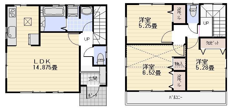 Floor plan. 31,800,000 yen, 3LDK, Land area 101.77 sq m , Building area 79.9 sq m LDK14.87 Pledge