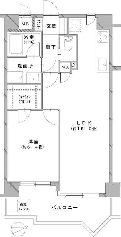 Floor plan. 1LDK, Price 19.2 million yen, Occupied area 48.36 sq m , Balcony area 7.28 sq m renovation Rendering Floor Plan
