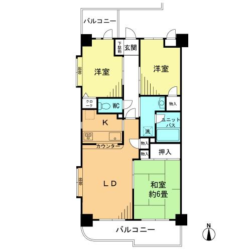 Floor plan. 3LDK, Price 12.8 million yen, Footprint 57.2 sq m , Balcony area 10.91 sq m