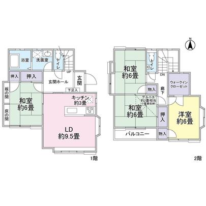 Floor plan. All room 6 tatami mats or more of 4LD ・ K type