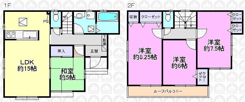 Floor plan. 33,800,000 yen, 4LDK, Land area 117.83 sq m , Building area 98.12 sq m