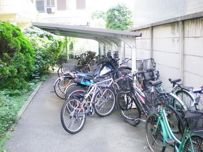 Parking lot. On-site bicycle parking lot