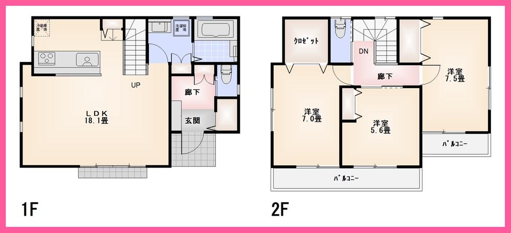 Floor plan. (7 Building), Price 34,800,000 yen, 3LDK, Land area 115.07 sq m , Building area 91.12 sq m