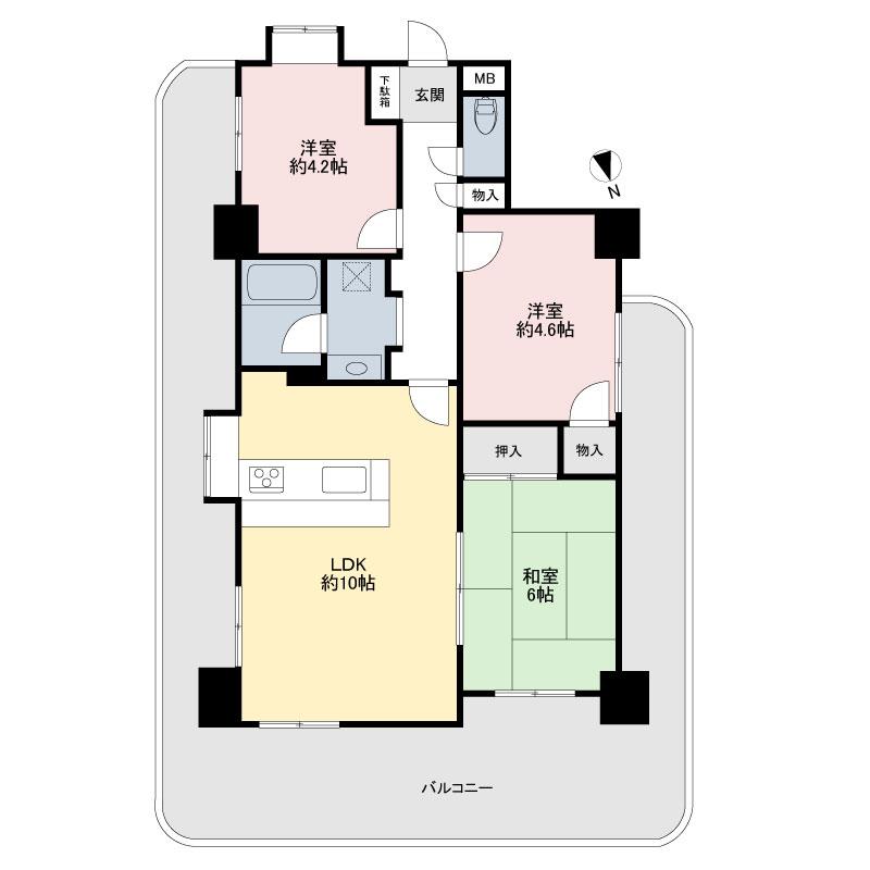 Floor plan. 3LDK, Price 15.9 million yen, Footprint 58.3 sq m , Balcony area 29.68 sq m