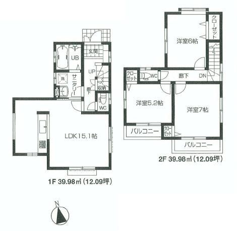 Floor plan. 38,800,000 yen, 3LDK, Land area 100 sq m , Building area 79.96 sq m