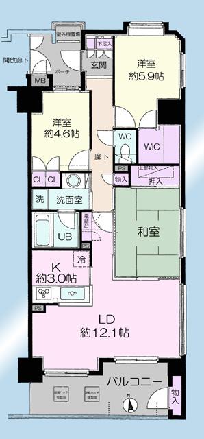 Floor plan. 3LDK, Price 37,200,000 yen, Occupied area 73.22 sq m , Balcony area 10.53 sq m