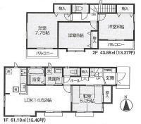 Floor plan. 49,800,000 yen, 4LDK, Land area 129.77 sq m , Building area 95.01 sq m