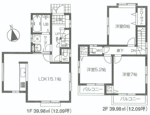 Floor plan. 38,800,000 yen, 3LDK, Land area 100 sq m , Building area 79.96 sq m