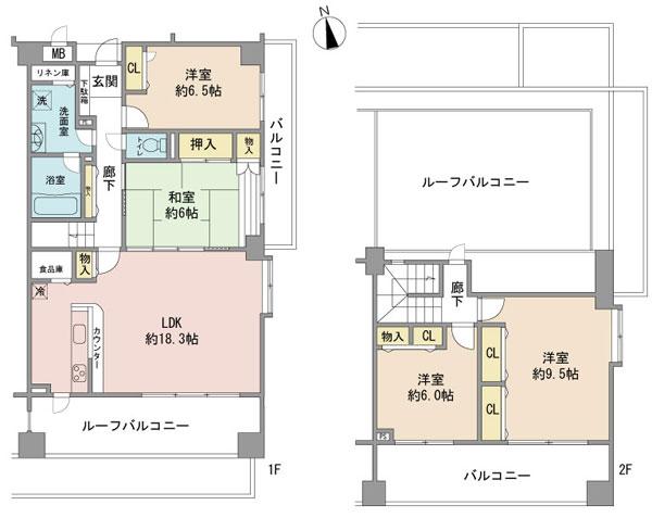 Floor plan. 4LDK, Price 42,500,000 yen, Footprint 110.29 sq m , Balcony area 19.16 sq m floor plan