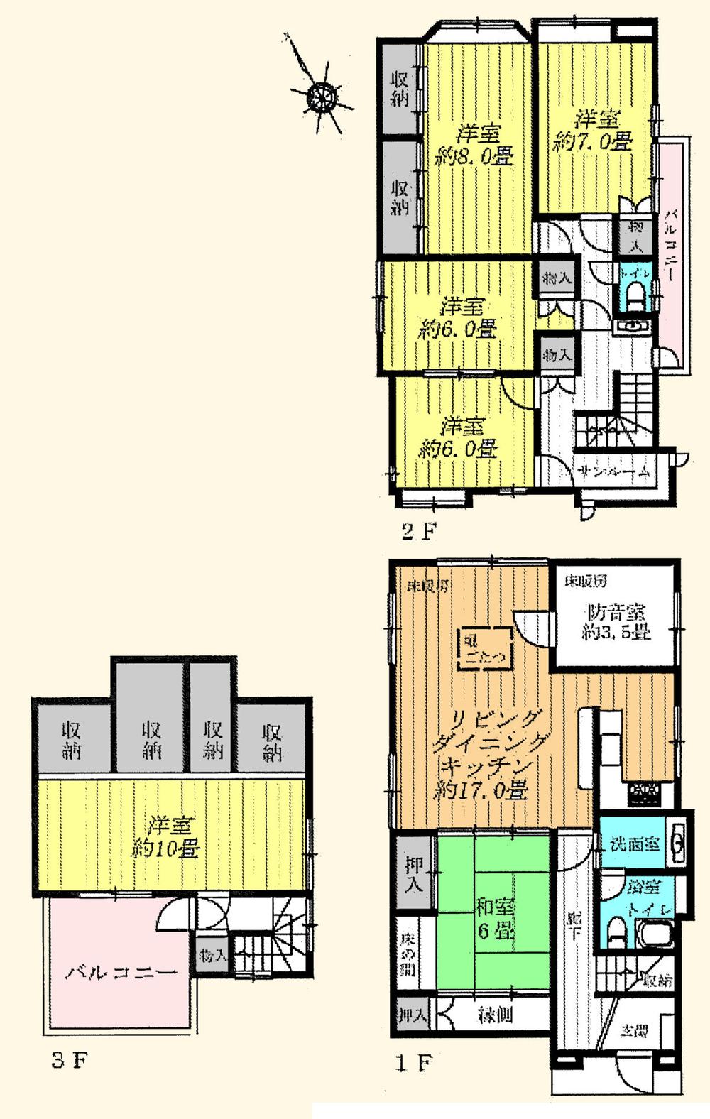 Floor plan. 36 million yen, 6LDK + S (storeroom), Land area 138.53 sq m , Building area 160.39 sq m floor plan