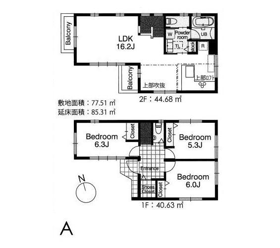 Floor plan. 48,800,000 yen, 3LDK, Land area 77.51 sq m , Building area 85.31 sq m floor plan