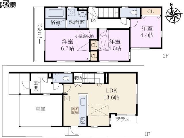 Floor plan. 39,990,000 yen, 3LDK, Land area 71.74 sq m , Building area 73.95 sq m Koganei Honcho 2-chome Floor