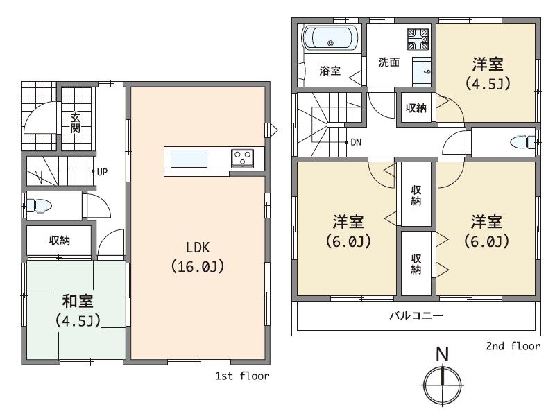 Floor plan. 53,800,000 yen, 4LDK, Land area 84.01 sq m , Building area 91.08 sq m floor plan