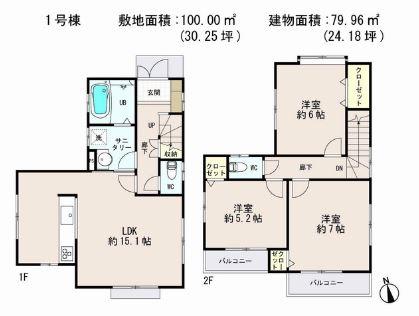 Floor plan. 38,800,000 yen, 3LDK, Land area 100 sq m , A feeling of opening considering the building area 79.96 sq m usability LDK