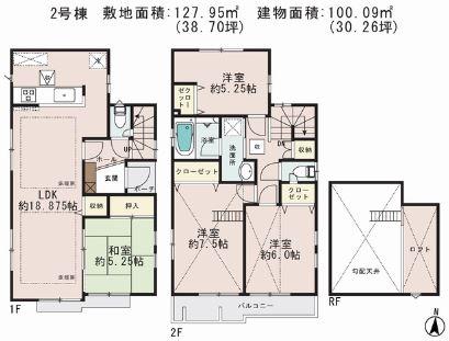 Floor plan. 52,800,000 yen, 4LDK, Land area 127.95 sq m , Building area 100.09 sq m