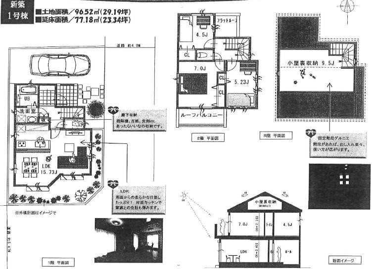 Floor plan. 47,800,000 yen, 3LDK, Land area 96.52 sq m , Building area 77.18 sq m 3LDK