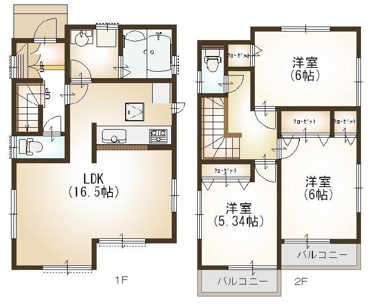 Floor plan. (1 Building), Price 41,800,000 yen, 3LDK, Land area 105.51 sq m , Building area 82.8 sq m