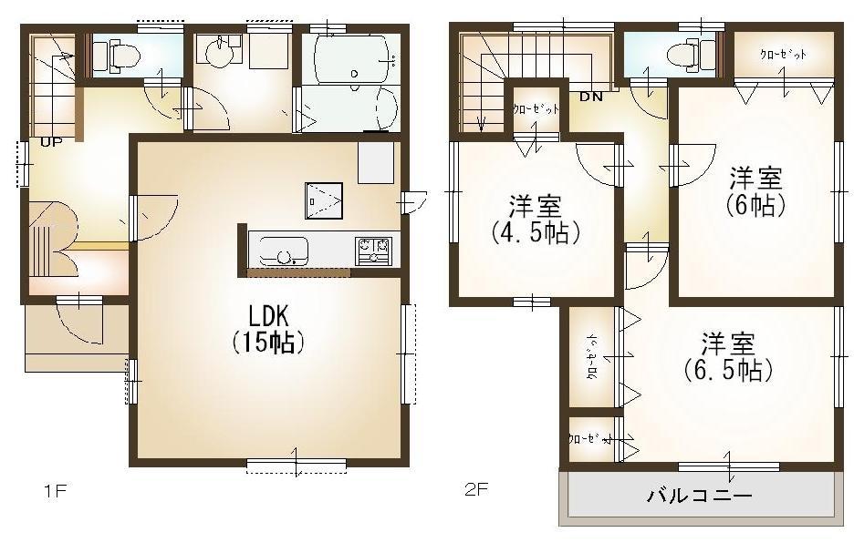 Floor plan. (3 Building), Price 45,800,000 yen, 3LDK, Land area 105.5 sq m , Building area 82.8 sq m