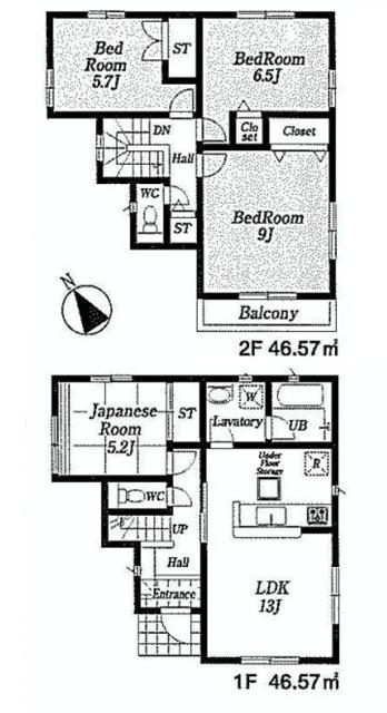 Floor plan. (Building 2), Price 38,800,000 yen, 4LDK, Land area 94.95 sq m , Building area 93.14 sq m