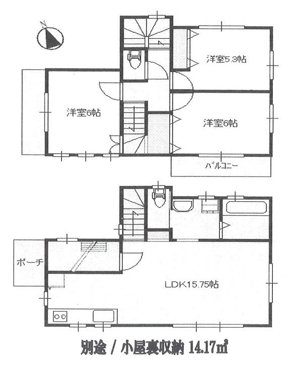 Floor plan. (1 Building), Price 42,800,000 yen, 3LDK, Land area 100.03 sq m , Building area 79.92 sq m