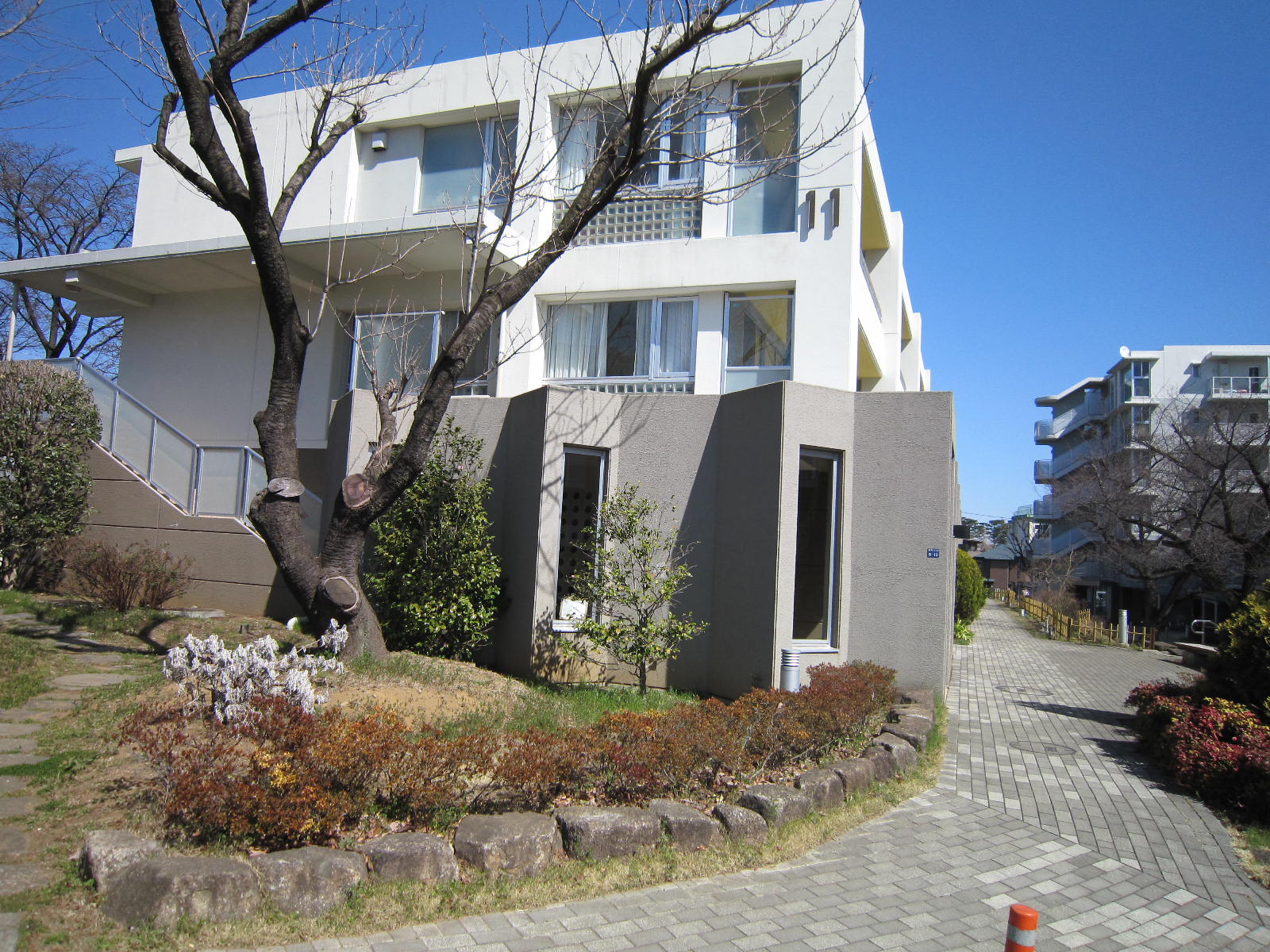 Building appearance. Path leading to the 11 Building