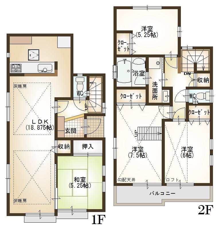 Floor plan. 54,600,000 yen, 4LDK, Land area 127.95 sq m , Building area 100.09 sq m