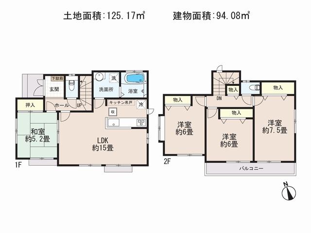 Floor plan. (I Building), Price 43,800,000 yen, 4LDK, Land area 125.17 sq m , Building area 94.08 sq m