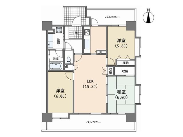 Floor plan. 3LDK, Price 32,800,000 yen, Occupied area 72.24 sq m , Balcony area 22.23 sq m Victoria Heim Musashi Koganei Floor